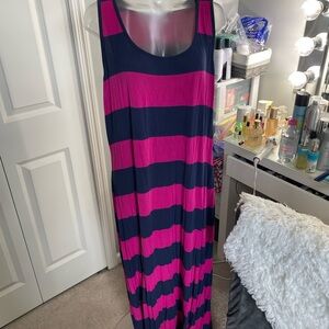 Old Navy Vibrant Pink and Navy Maxi Dress